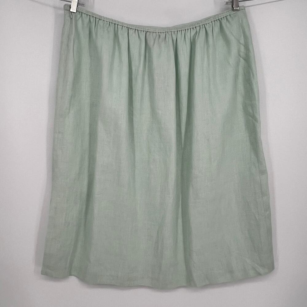 Linda Allard Ellen Tracy 100% Linen Pencil Skirt Women Plus 24 Aqua Midi Vtg NEW - Picture 2 of 9